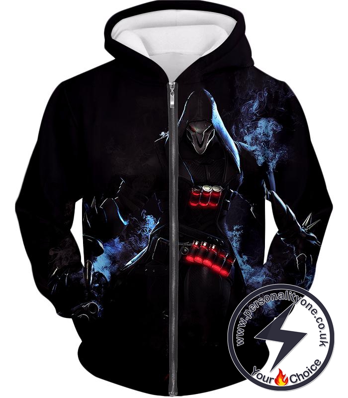 Overwatch Ghostly Hunter Deadly Enemy Reaper Zip Up Hoodie